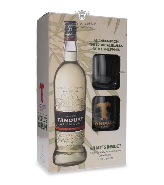 Tanduay Silver Asian Rum + 2 szklanki / 40% / 0,7l 
