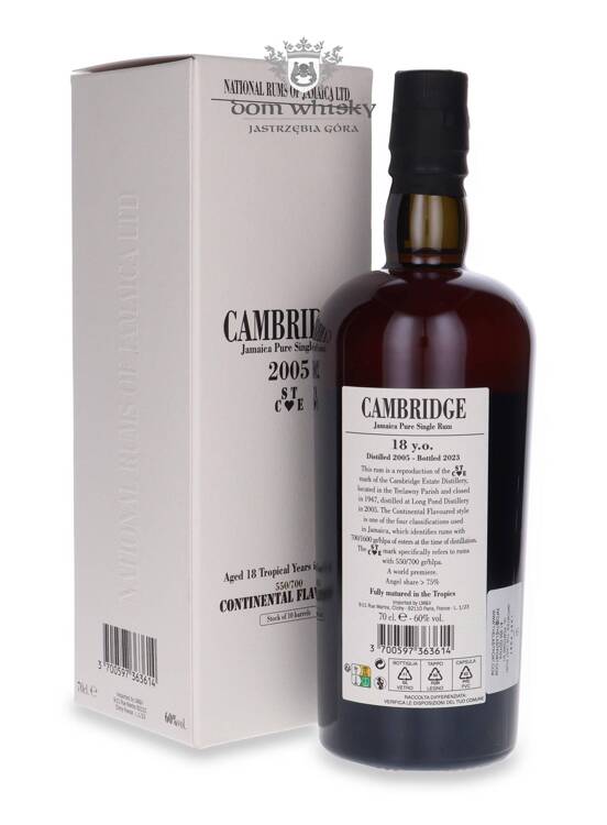 Velier National Rums of Jamaica 18-letni Cambridge 2005 / 60% / 0,7l