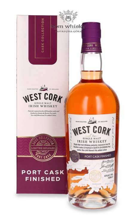 West Cork Single Malt Port Cask Finished / karton / 43%/ 0,7l	